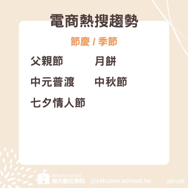 8月熱銷關鍵字-節慶季節