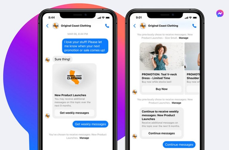 Meta 將推出 Messenger 的「定期通知（Recurring Notifications）」功能。Source: Meta。