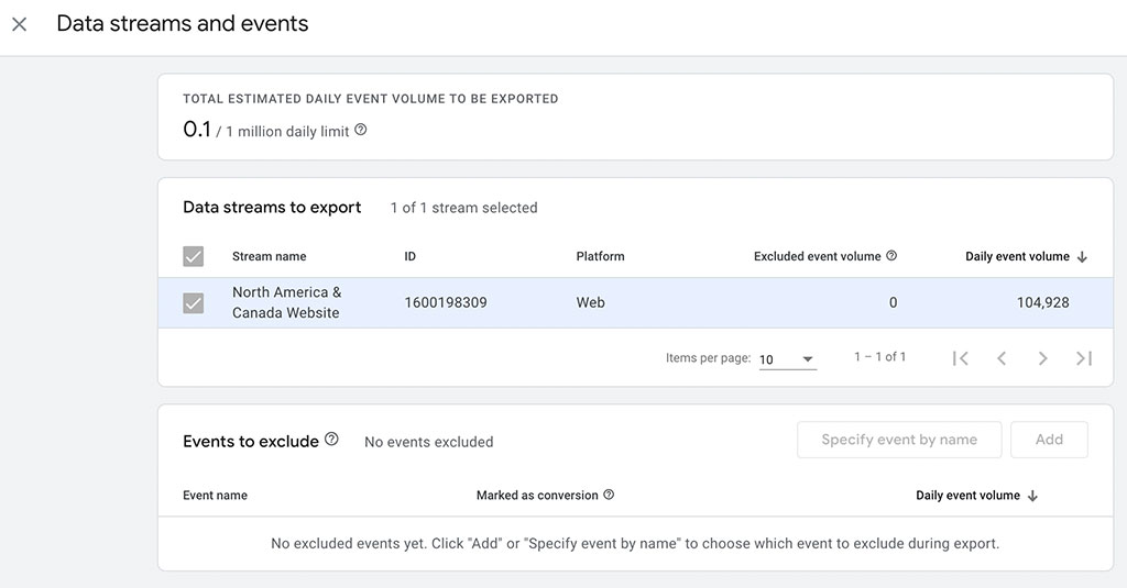 Data streams and events